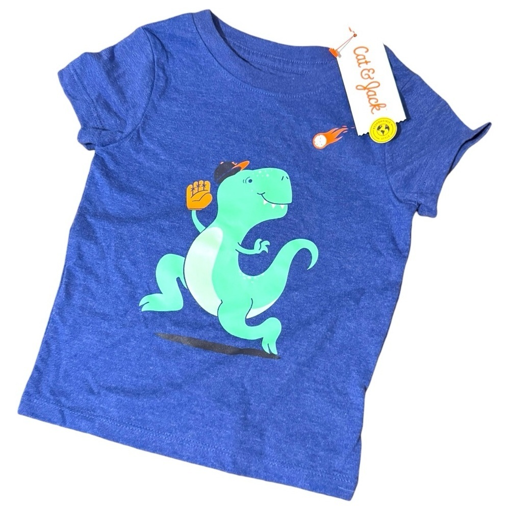 Cat & Jack Toddler Dino T-Shirt 12M Blue Graphic Tee NWT